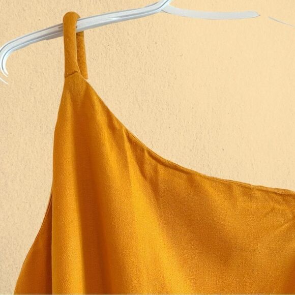 FARM Rio yellow one shoulder tiered maxi dress linen - Picture 6 of 15